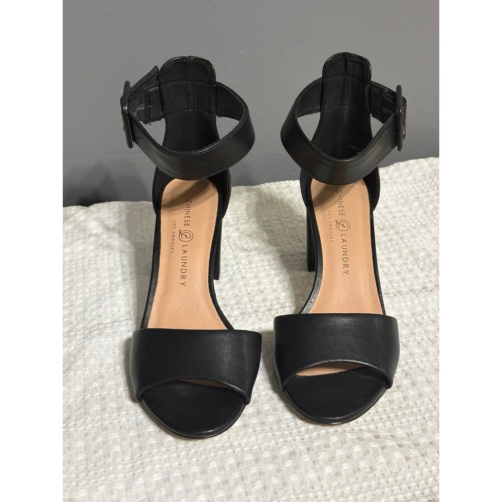 Chinese Laundry Black Block Heel Sandals 8.5 - Pre-owned Good